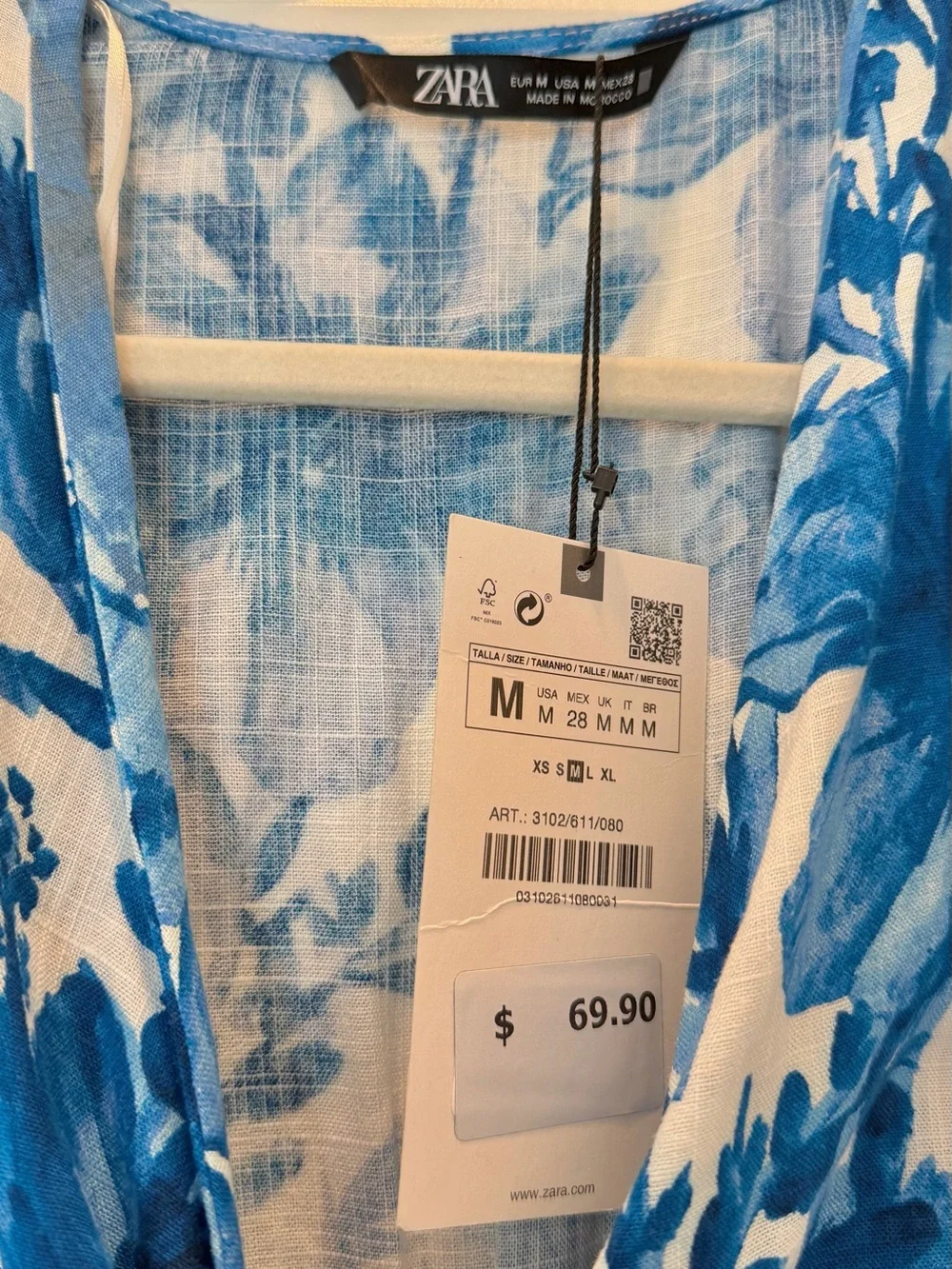 Zara Blue Floral Jumpsuit Size M